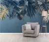 Wallpapers Bacal Custom 3d Wallpaper Nordic Minimalist Blue Fresh Tropical Plant Background Wall Papers Home Decor Mural Papel De Parede