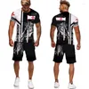 Fatos de Treino Masculino Malha Templário Estampado em 3D T-Sirt/Tipos/Terno Cool Sort Sleeve Estilo Retro Streetwear Conjunto de Duas Peças Conjunto de Agasalho de Verão