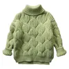 Pullover Baby Girls Turtleneck Sweaters Kid Solid Color Sweater Winter Knitted Tops Thicken Warm Pullover Children's Clothes Korean Style HKD230719