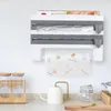 Storage Holders Racks Wall-Mount Paper Towel Holder Sauce Bottle Rack 4 In 1 Cling Film Cutting Holder Mutifunction Kitchen Organizer 230718