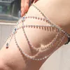 Bracelets de cheville mode Sexy multicouche jambe chaîne motif luxueux goutte d'eau pendentif brillant strass accessoires femme