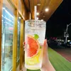 Water Bottles Summer Large Capacity Straw Glass Cup Coffee Office High value Girls Milk Tea Drink Heat resistant Drinking 230719