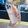 Obudowy telefonu komórkowego Glitter Diamond Crossbody Skórzany smycz pasek na nadgarstek Uchwyt na iPhone 11 12 13 14 Pro Max Mini XS xr 8 7 Plus SE Cover J230719