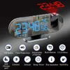 Desk tabellklockor FM Radio LED Digital Projection Alarm Clocks för sovrum 180 Projektor väcker klocka USB -laddning Snooze Mode Desktop Clocks X0719