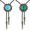 Bolo Ties N58F Adjustable Bolo Tie Popular Western Cowboy Teens Men Women Dance Necktie Punk Shirt Alloy Gemstones Buckle Pendant HKD230719