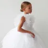 Meisjesjurken meisjes 'wihte vintage jurk elegante vliegende mouwen kinderprinsesjurk baby mesh tutu jurk jeugd verjaardag feestjurk bruiloft 230718