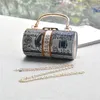 Clutch Cluth Dollar Cluth Bag Malowanie kryształowej torby diamentowej okrągłe luksusowe designerskie torebkę imprezową B368 230718