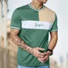 Sommer-T-Shirt für Herren, Farbblockdruck, hochwertige Herrenbekleidung, Alltags-Freizeitkleidung, lockeres, übergroßes Hemd, trendige neue T-Shirts