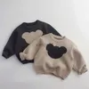 Пуловер детские свитера осенние мальчики пулвер с длинным рукавом повседневные вязаные топы винтажные мультфильм медведя девочки из трикотаж Детская одежда зима HKD230719