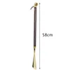 Shoe Parts Accessories Gold Color Lion Head Long Handle Horn Home Shoehorn Wooden Durable Lightweight Shoes Guide 58cm 230718