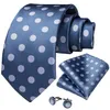 Neck Ties Fashion White Dot Blue Silk Tie Set Mens Wedding Party Tie Pocket Square Men Necktie Accessories Cravat Gift For Men DiBanGu 230719