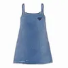 Summer Women Classic Triangle Standard Cowboy Slip Dress, Age Reduction Sleeveless Skirt, Denim Fabric Version of Crisp, Natural Waist