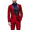 Men's Suits Latest Design Men Shiny Groom Tuxedos Shawl Black Lapel Groomsmen Wedding Man 2 Pieces (Jacket Pants Tie)