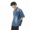 Kurtki męskie syuhgfa nisza Jacki Summer Korean Style luźne jeansowe koszulę krótkie rękaw