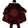 Men's Wool Blends CLOOCL Winter Men Hooded Cloak Viking Runes Raven Tattoo 3D Graphics Print Fleece Hooded Coat Women Fashion Thick Warm Cape Coat HKD230718