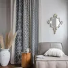 Cortina de linho de algodão azul e branca cortinas de modelagem de porcelana padrão geométrico para sala de estar quarto