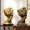 Objets décoratifs Figurines Figurines de tête d'ours noir en résine pour entrée de bureau Statues d'objets d'animaux intérieurs Décoration de table de bureau à domicile Ornement 230718