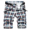 Hommes Shorts Hommes Plaid Impression Numérique Shorts D'été Vérifier Tartan Stretch Denim Culotte De Mode Slim Jeans L230719