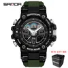 Armbanduhren SANDA Uhren für Männer Wasserdichte Uhr Automatische Handhebelampe Dual Display Armbanduhr Countdown Quarz Militär Sportuhr