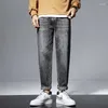 Herren-Jeans, gerade Hose, japanischer Stil, leicht weit, nicht elastisch, verwaschenes blaues Modestück, Frühlings- und Herbst-Styles
