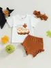 Set di abbigliamento Neonati maschi 3 pezzi Costumi di Halloween Manica lunga Stampa zucca Pagliaccetto Pantaloni Cappello Set Abiti per neonati