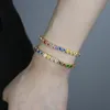 Nuovo design spedizione gratuita arcobaleno colorato mini cuori amore zircone braccialetto donna uomo hip hop ghiacciato bling zirconi coppia regalo gioielli