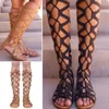 Sandały rzymskie gladiator bandale sandały kobiety kolan wysoko płaski sandalias botas femininas buts butów dziewczyny letni bagażnik kostki 230719