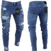 Hirigin Mannen Jeans 2018 Stretch Vernietigd Ripped applique Ontwerp Mode Enkel Rits Skinny Jeans Voor Men234y