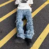 Мужские шорты индивидуализированные джинсы для патчей мужчин и женских американских хай -улиц Хип -хоп Жареные брюки -нищие синий рассыл