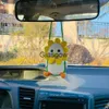 Interior Decorations Handmade Crochet Swing Duck Animal Car Mirror Hanging Flower Decor Teens Interior Rear View Mirror Accessories Gadgets x0718