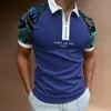 Mens Polos Fashionable and personalized printed short sleeved Tshirt summer lapel zipper conflict colored polo shirt casual ultrathin street clothing mens 230718