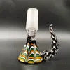 2023 Wig Wag 14mm Thick Bowl Piece Bong Glass Slide Water Pipes Cream Peacock Feather Horn Holder Tip Heady Slides Colorful Bowls Male Smoking Accessory