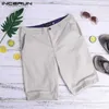 Mäns shorts herrar casual lastshorts incerun sommar bomull knä längd tröjor shorts masculina fast färg bottnar män kläder plus storlek l230719