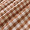 Abiti casual Primavera Autunno Cotone Doppio strato di filato Plaid Abito a maniche lunghe Gonna camicia da donna allentata