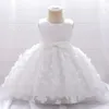 2023 Baby Princess Sukienka dla dziewcząt letnie ubrania niemowlę 1 rok urodzinowe bapty sukienki na imprezę Flower Girl Wedding Costume 0-5Y