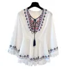 Women's Blouses Gagarich Korean Loose Slimming Waist Top 2023 Women Summer Casual Ethnic Style Retro Embroidery Age Reducing Chiffon Thin