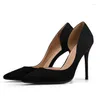 Dress Shoes Large Size 46 Ladies Pointed Toe Pumps Sexy Kid Suede Leather Stilettos Women Concise Thin High Heels Female Office H0022