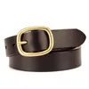 Belts Pure Copper Japanese Style Needle Buckle Cowhide Belt For Women's Retro Handmade Genuine Leather Denim Versatile