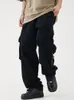 Herrenhose HOUZHOU Schwarze Cargohose für Männer Hip Hop Weiße Hose Männlich Vintage Japanische Streetwear Lässige Safari-Stil Tasche Reißverschluss 230718