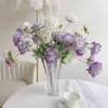 Flores decorativas 4Pc Simulação Reunindo 4 Cabeças Lótus Luxo Decoração para Casa Enfeites Buquê de Casamento Festa Flor de Peônia Artificial