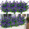 装飾的な花12バンドル人工偽の緑の屋外UV抵抗性なしフェードフェイクプラスチック植物ガーデンポーチ窓箱飾る