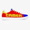 Padrão personalizado Sapatos diy masculino camera vermelha azul amarelo branco tênis de esportes brancos 36-48