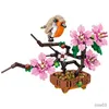 Blocks Peach Blossom Romantic Flower Garden Birds Potted Plants Assembly Building Blocks Classic Model Bricks Sets Kids Gifts R230720