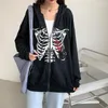 Vrouwen Hoodies Fashion-selling Skelet Afdrukken Anime Mannen Vrouwen Lange mouwen Rits Hoodie Jas Losse Streetwear Y2K Trui NS5413