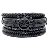 4pcs/Set Stylish Leather Braided Bracelets For Women Men Handmade Wood Beads Ethnic Tribal Elastic Bracelets Wristbands