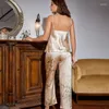 Womenka sutowa Schinotch moda kwiatowa piżama zestaw piżamowy jedwabny satynowy top i spodnie dla kobiet