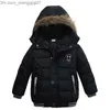 Down Coat 2-6 Autumn Winter Boys' Jacket Warm Fur Collar Fashion Baby Coat Hooded Zipper Coat Birthday Gift Children's Clothing Z230719