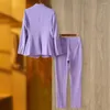 Women's Two Piece Pants Single Breasted Lavender Women Blazer Elegant Solid Color Business Set Fashion OL Lady Suit