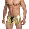 Majaki Męskie bieliznę seksowne pvc mokry majtki metalowe bokserki lśniące spodnie faux skórzane bokserki koronkowe z draswtringiem