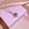 Girlfriend wedding jewelry set gift red crystal zircon diamond water drop white gold ring bride sweet necklace earrings party gift